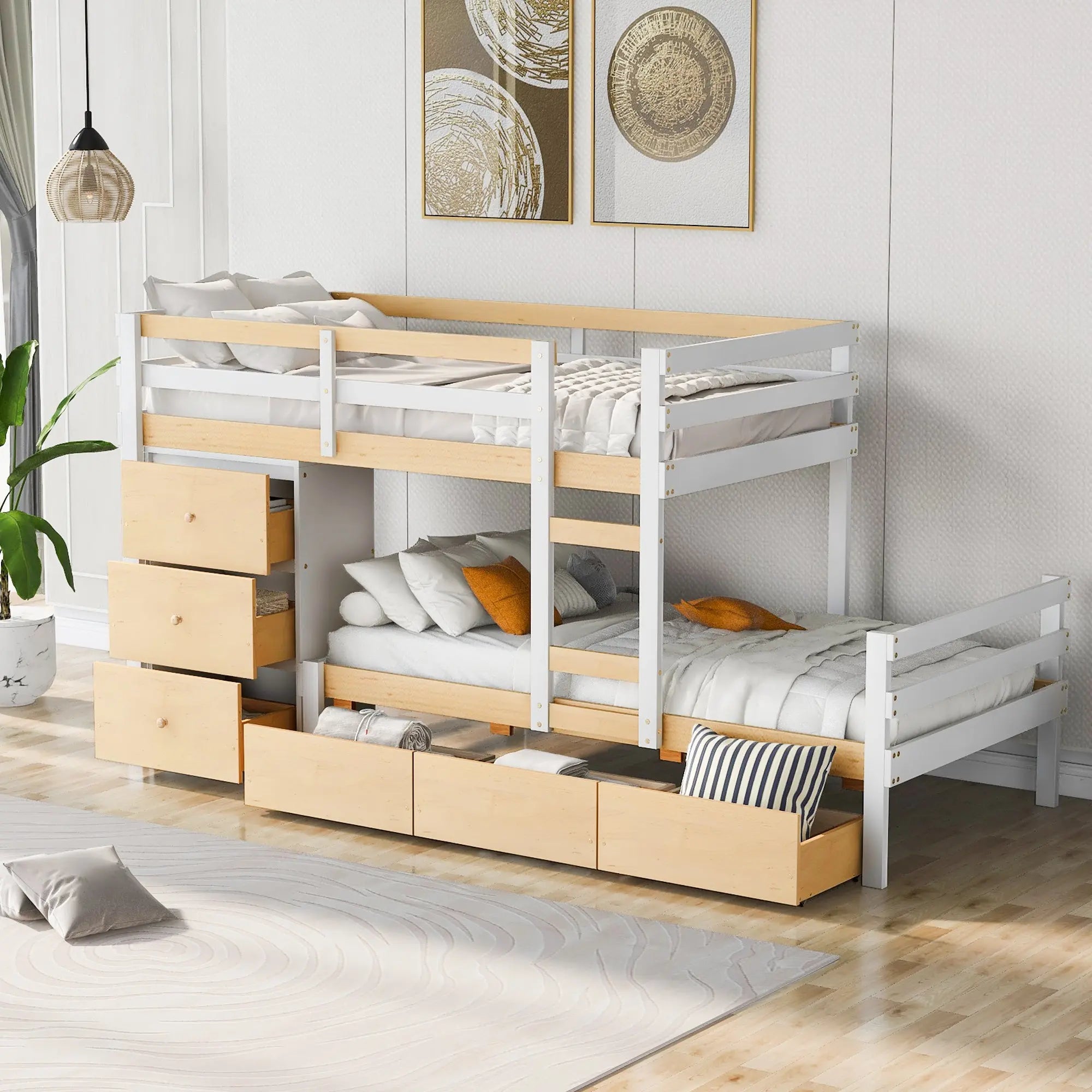 Bellemave® Twin Size Loft Bunk Bed with Drawers and Ladder - Bellemave