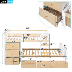 Bellemave® Twin Size Loft Bunk Bed with Drawers and Ladder - Bellemave