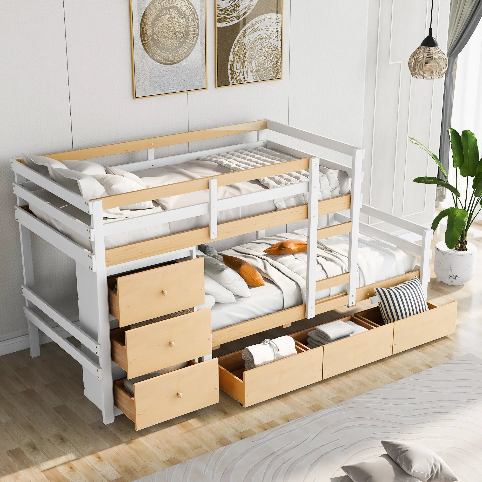 Bellemave® Twin Size Loft Bunk Bed with Drawers and Ladder - Bellemave