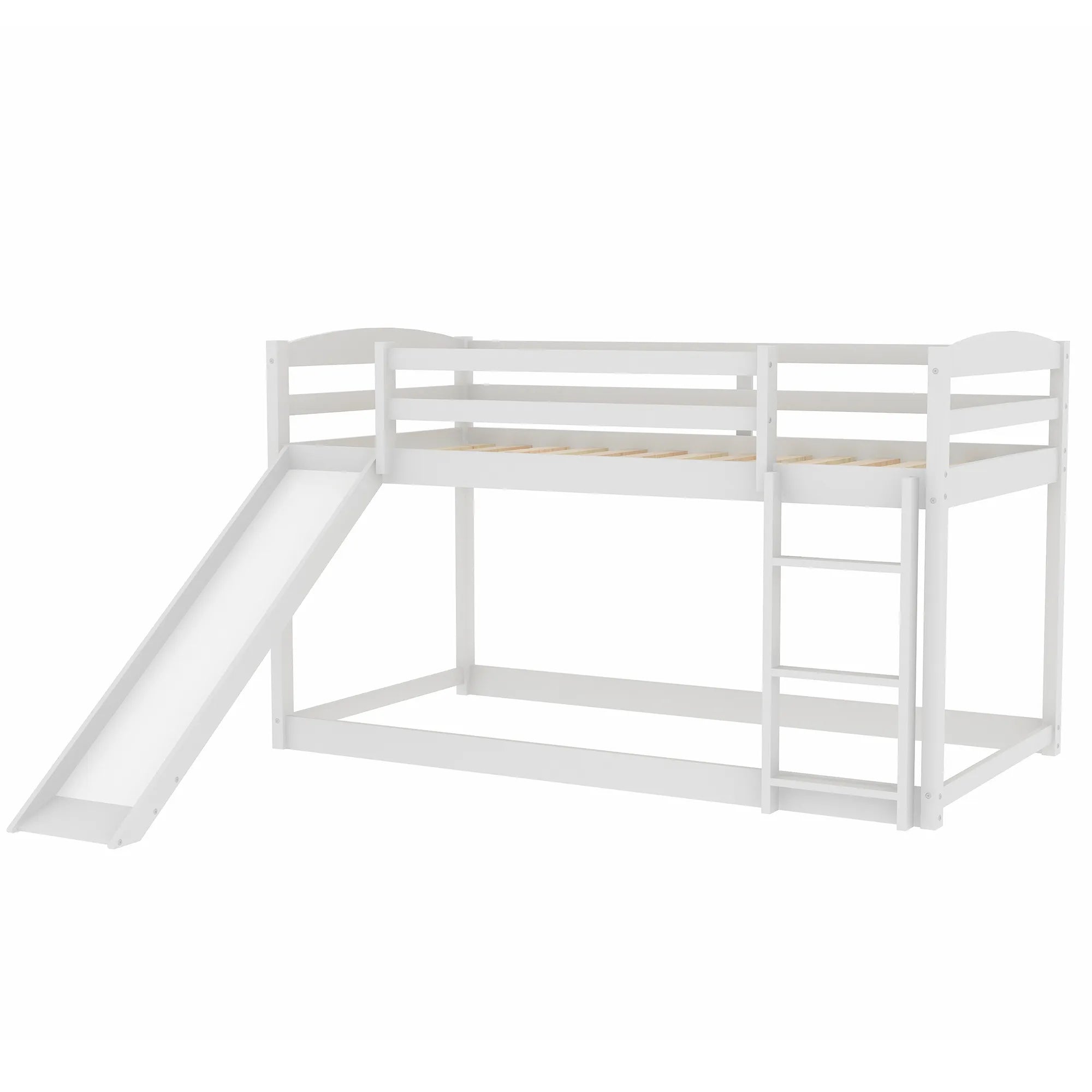 Bellemave® Twin Size Low Bunk Bed with Convertible Slide and Ladder - Bellemave