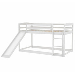 Bellemave® Twin Size Low Bunk Bed with Convertible Slide and Ladder - Bellemave