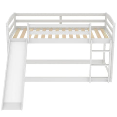 Bellemave® Twin Size Low Bunk Bed with Convertible Slide and Ladder - Bellemave