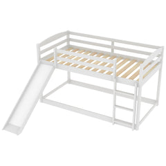 Bellemave® Twin Size Low Bunk Bed with Convertible Slide and Ladder - Bellemave