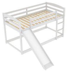 Bellemave® Twin Size Low Bunk Bed with Convertible Slide and Ladder - Bellemave