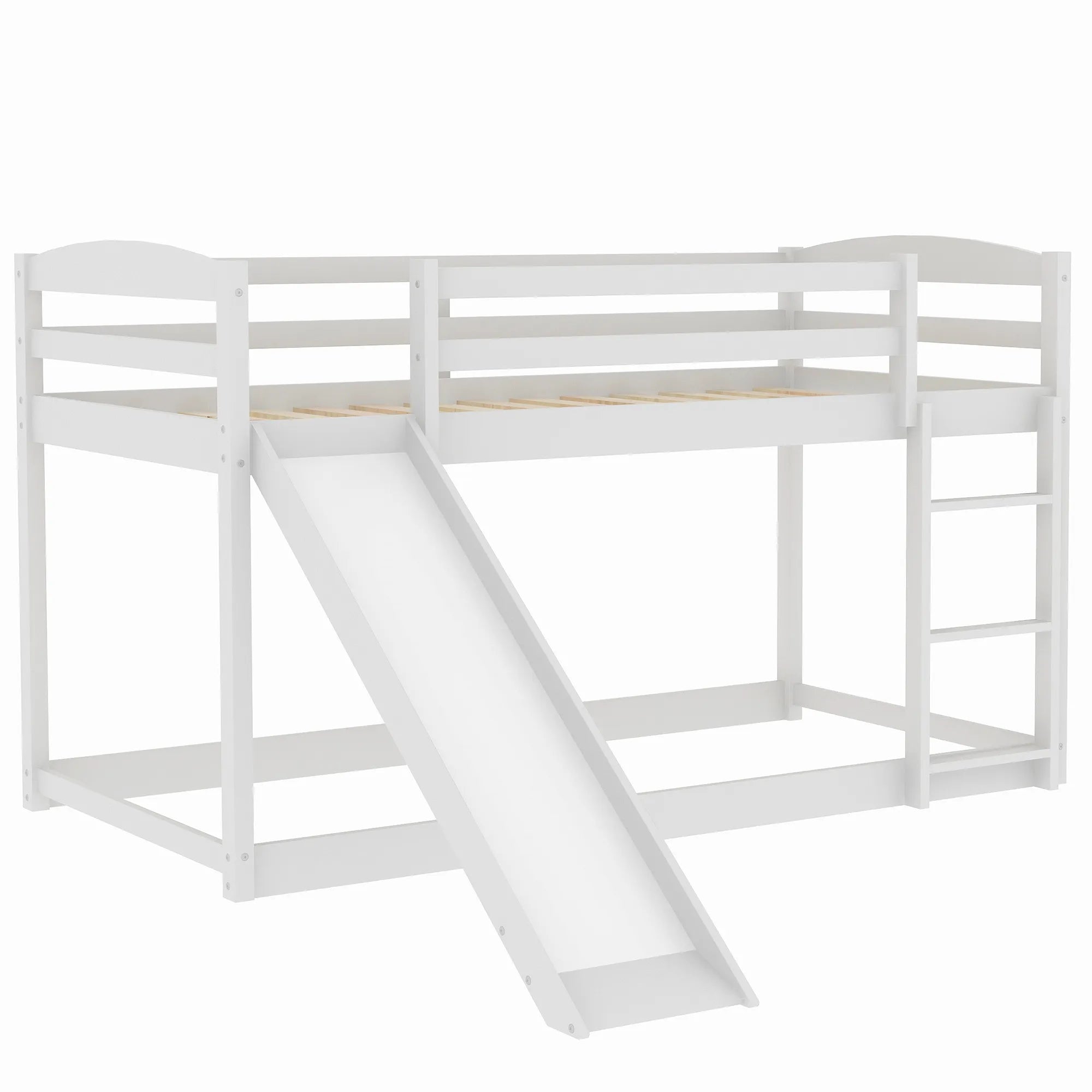 Bellemave® Twin Size Low Bunk Bed with Convertible Slide and Ladder - Bellemave