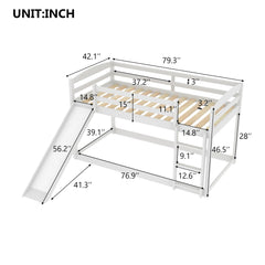 Bellemave® Twin Size Low Bunk Bed with Convertible Slide and Ladder - Bellemave