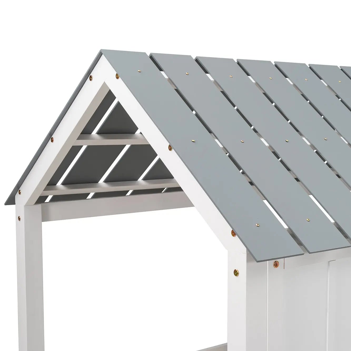 Bellemave® Twin Size Low House Loft Bed with Roof and Two Front Windows - Bellemave