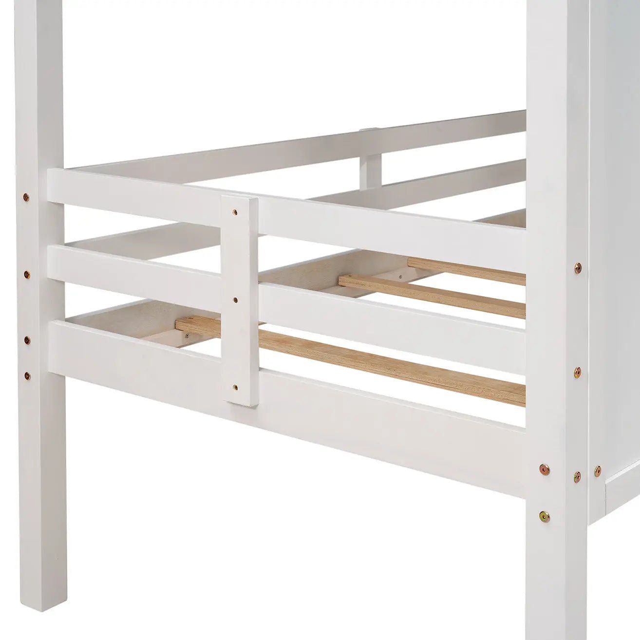 Bellemave® Twin Size Low House Loft Bed with Roof and Two Front Windows - Bellemave