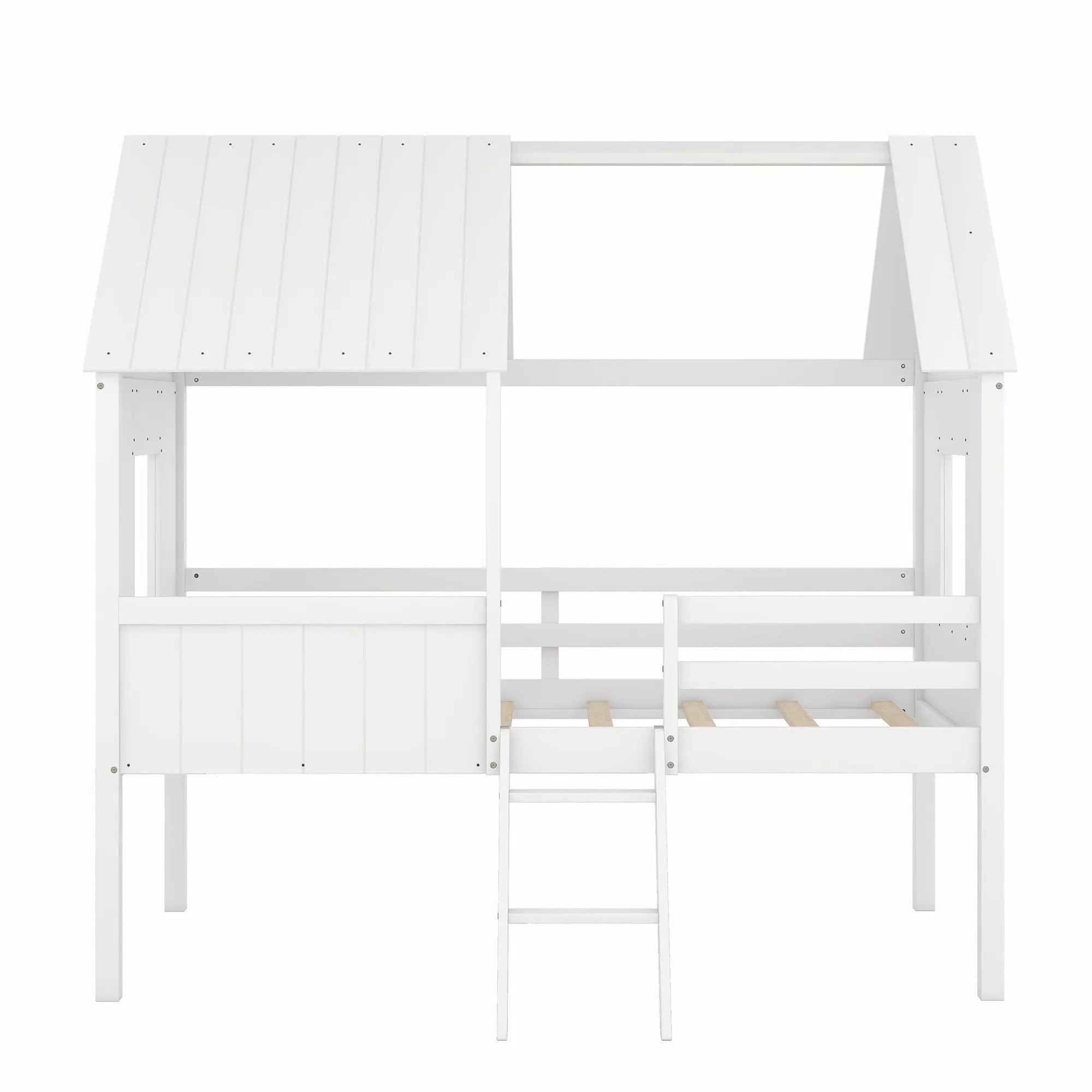Bellemave® Twin Size Low House Loft Bed with Two Side Windows - Bellemave