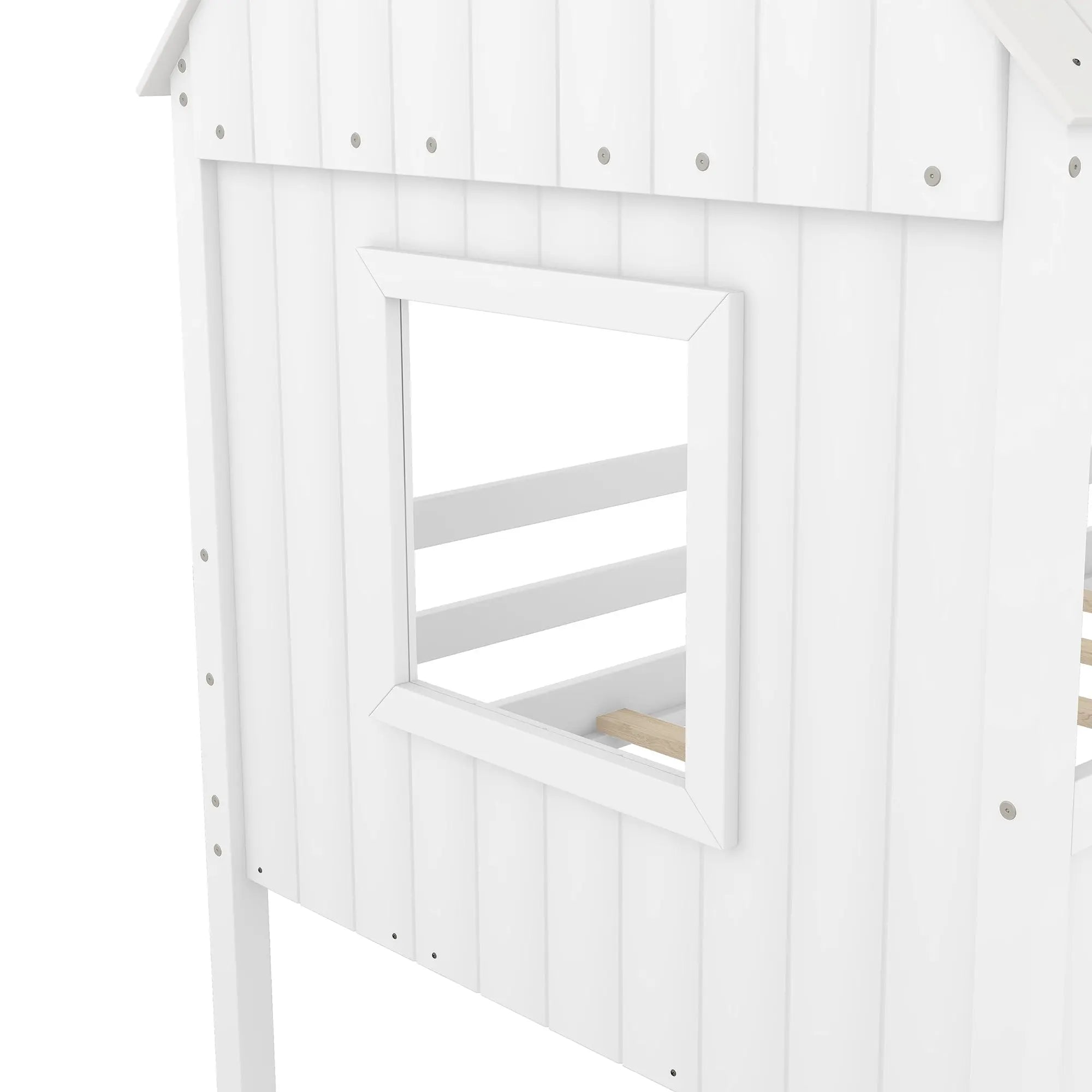 Bellemave® Twin Size Low House Loft Bed with Two Side Windows - Bellemave