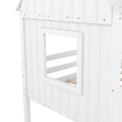 Bellemave® Twin Size Low House Loft Bed with Two Side Windows - Bellemave