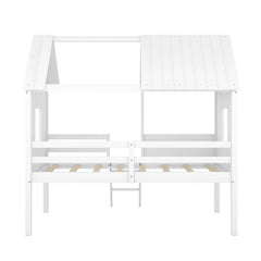 Bellemave® Twin Size Low House Loft Bed with Two Side Windows - Bellemave