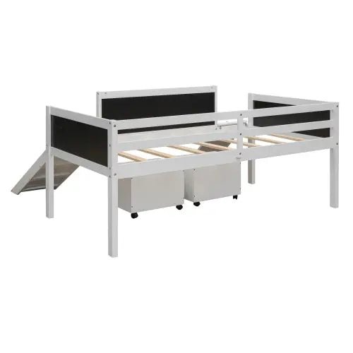 Bellemave® Twin Size Low Loft Bed with 2 Storage Boxes - Bellemave
