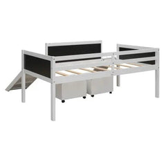 Bellemave® Twin Size Low Loft Bed with 2 Storage Boxes - Bellemave