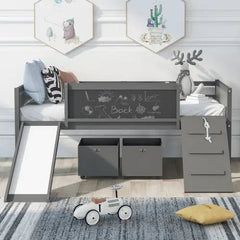 Bellemave® Twin Size Low Loft Bed with 2 Storage Boxes - Bellemave