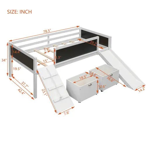 Bellemave® Twin Size Low Loft Bed with 2 Storage Boxes - Bellemave