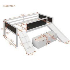 Bellemave® Twin Size Low Loft Bed with 2 Storage Boxes - Bellemave