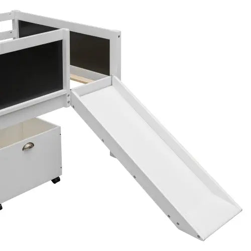 Bellemave® Twin Size Low Loft Bed with 2 Storage Boxes - Bellemave