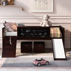 Bellemave® Twin Size Low Loft Bed with 2 Storage Boxes - Bellemave