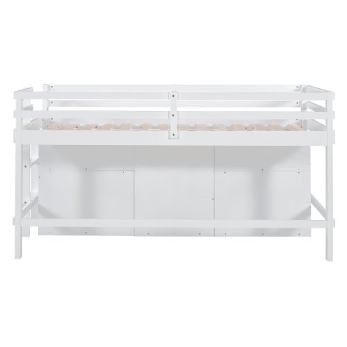 Bellemave® Twin Size Low Loft Bed with 4 Drawers, Underneath Cabinet and Shelves - Bellemave
