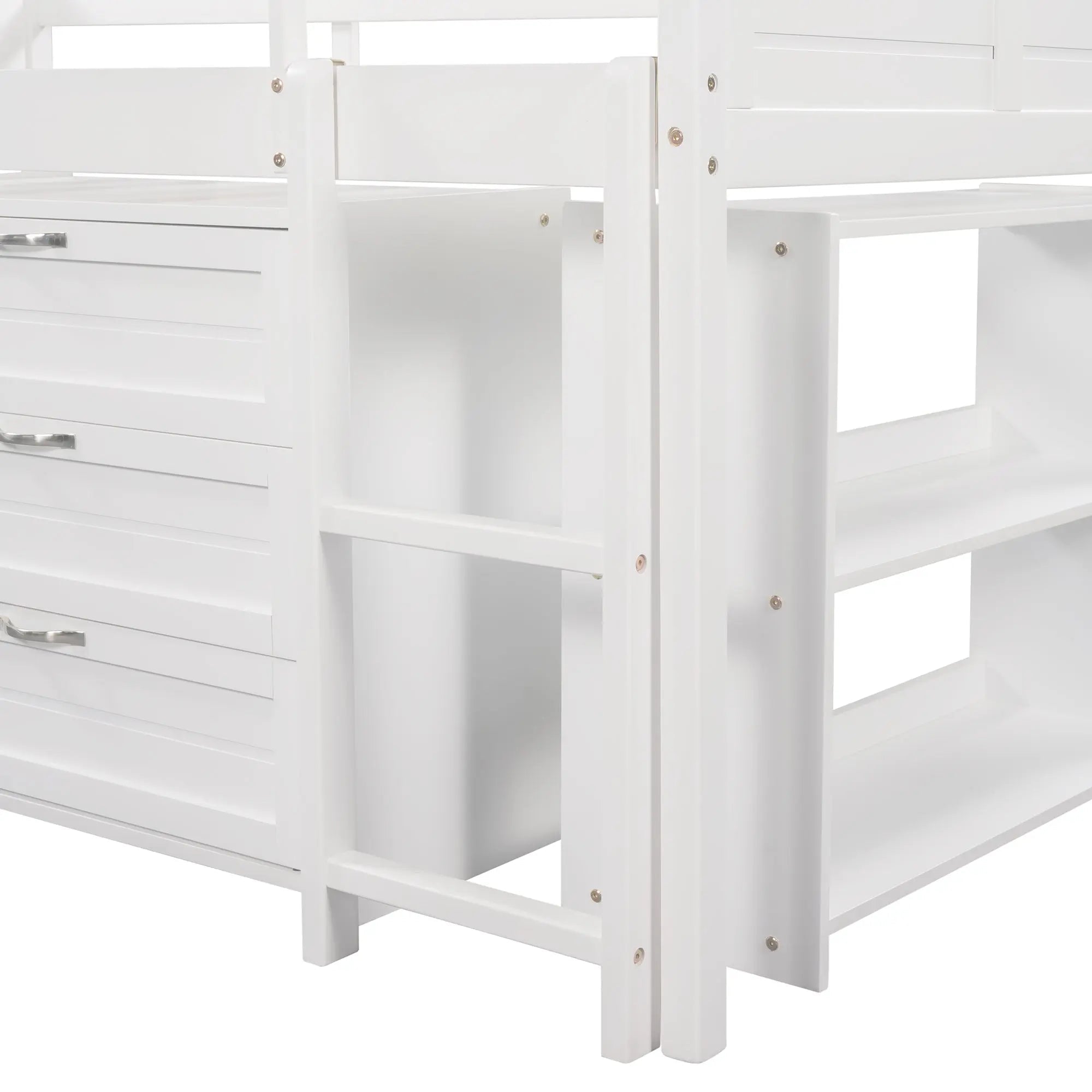 Bellemave® Twin Size Low Loft Bed with Cabinets, Shelves and Slide - Bellemave
