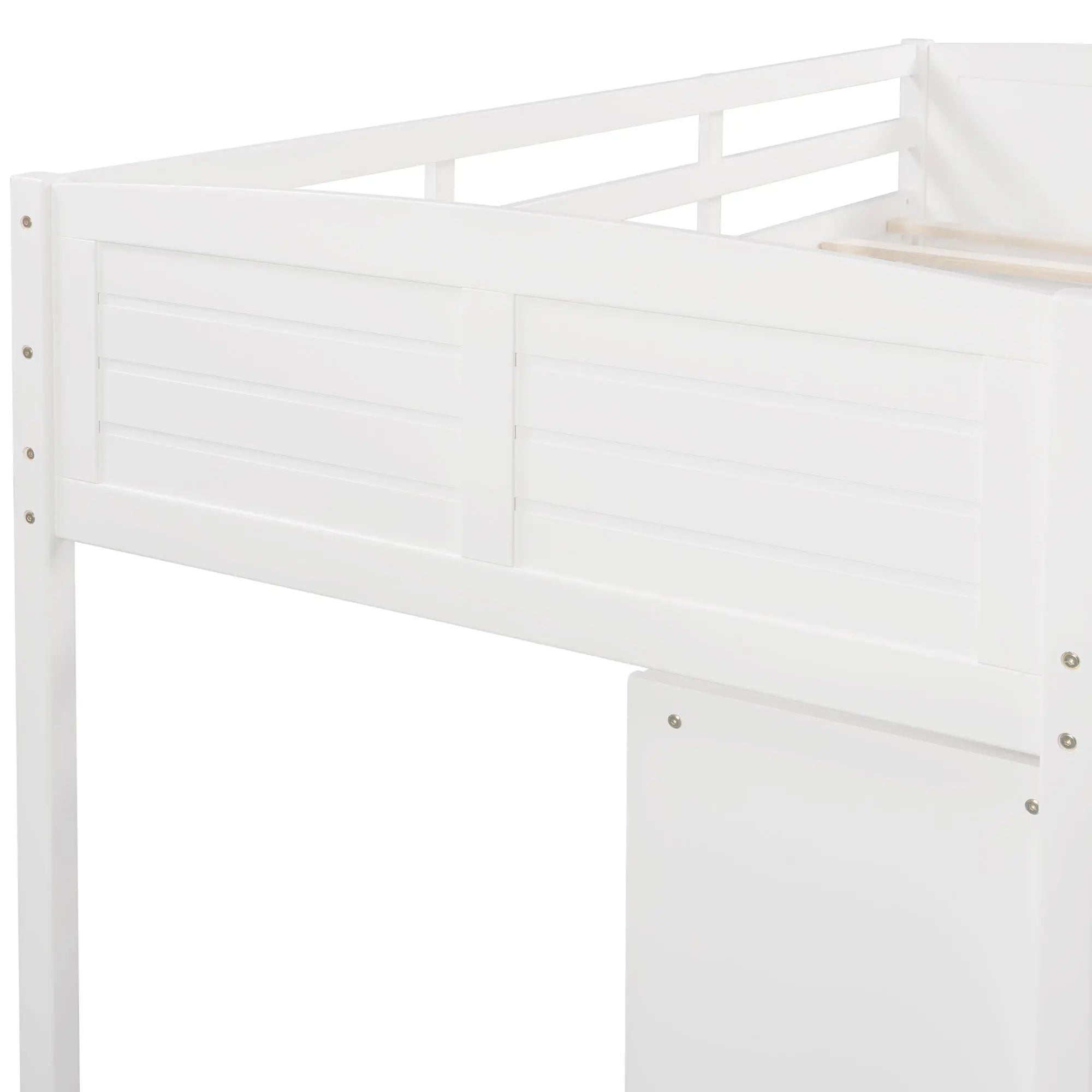 Bellemave® Twin Size Low Loft Bed with Cabinets, Shelves and Slide - Bellemave