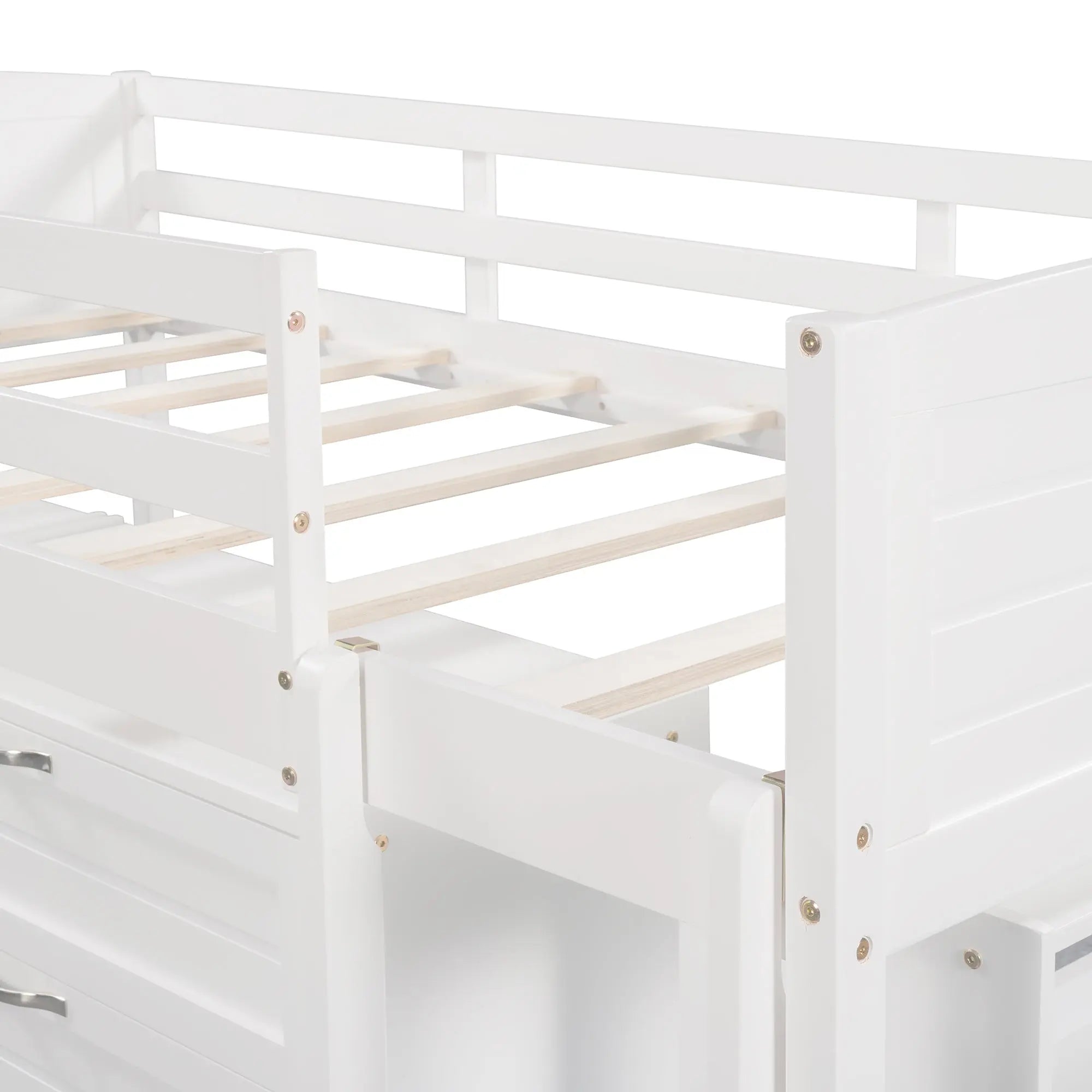 Bellemave® Twin Size Low Loft Bed with Cabinets, Shelves and Slide - Bellemave