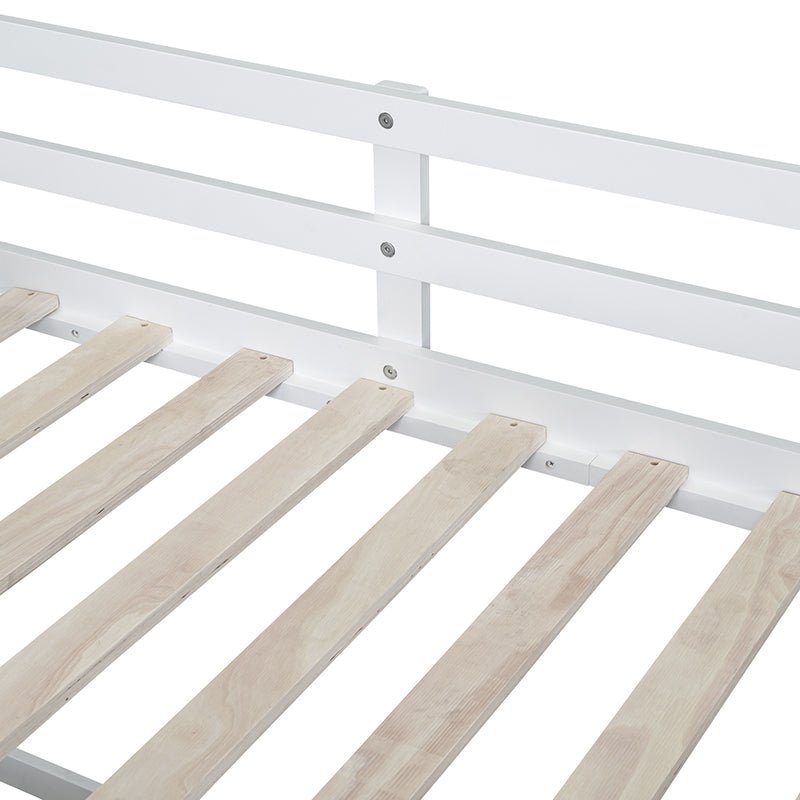 Bellemave® Twin Size Low Loft Bed with Rolling Desk, Shelf and Drawers - Bellemave
