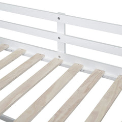 Bellemave® Twin Size Low Loft Bed with Rolling Desk, Shelf and Drawers - Bellemave