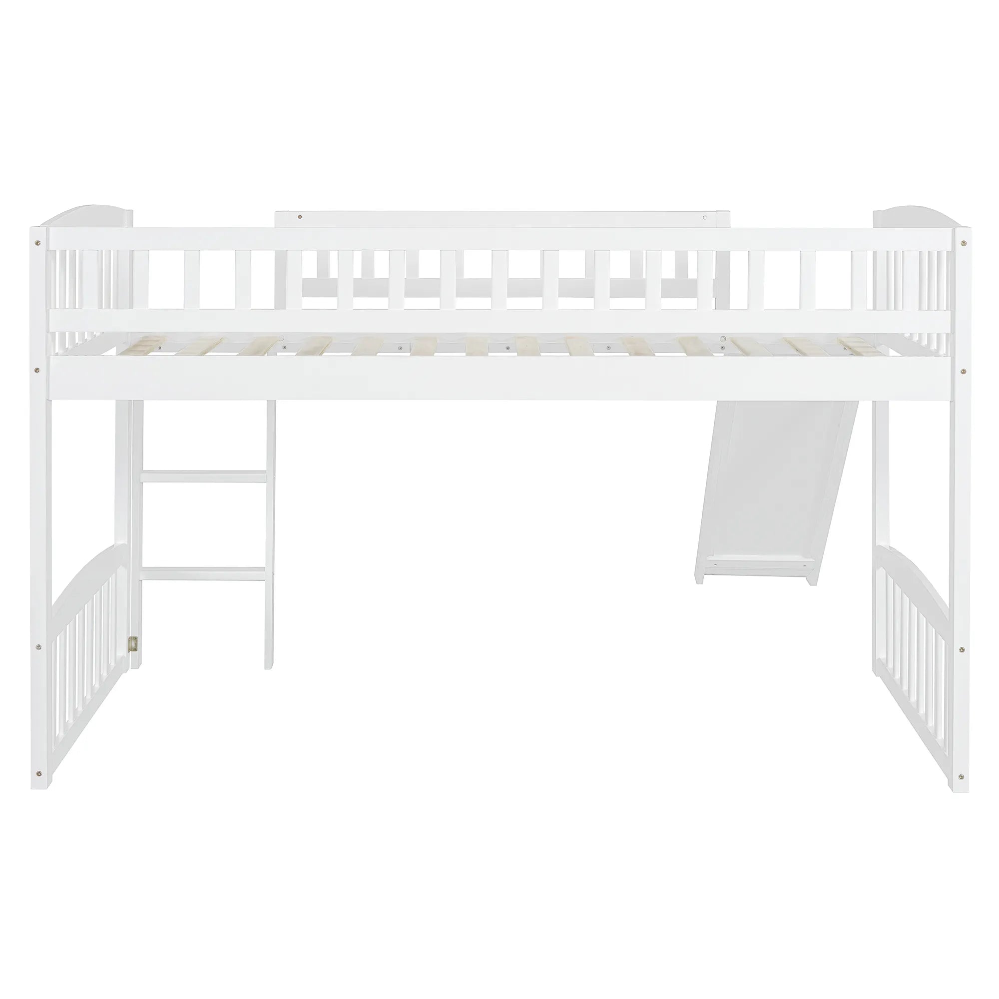 Bellemave® Twin Size Low Loft Bed with Slide and Ladder - Bellemave
