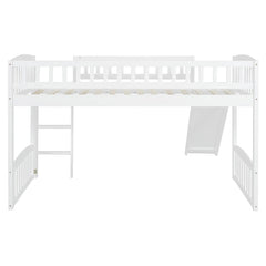 Bellemave® Twin Size Low Loft Bed with Slide and Ladder - Bellemave