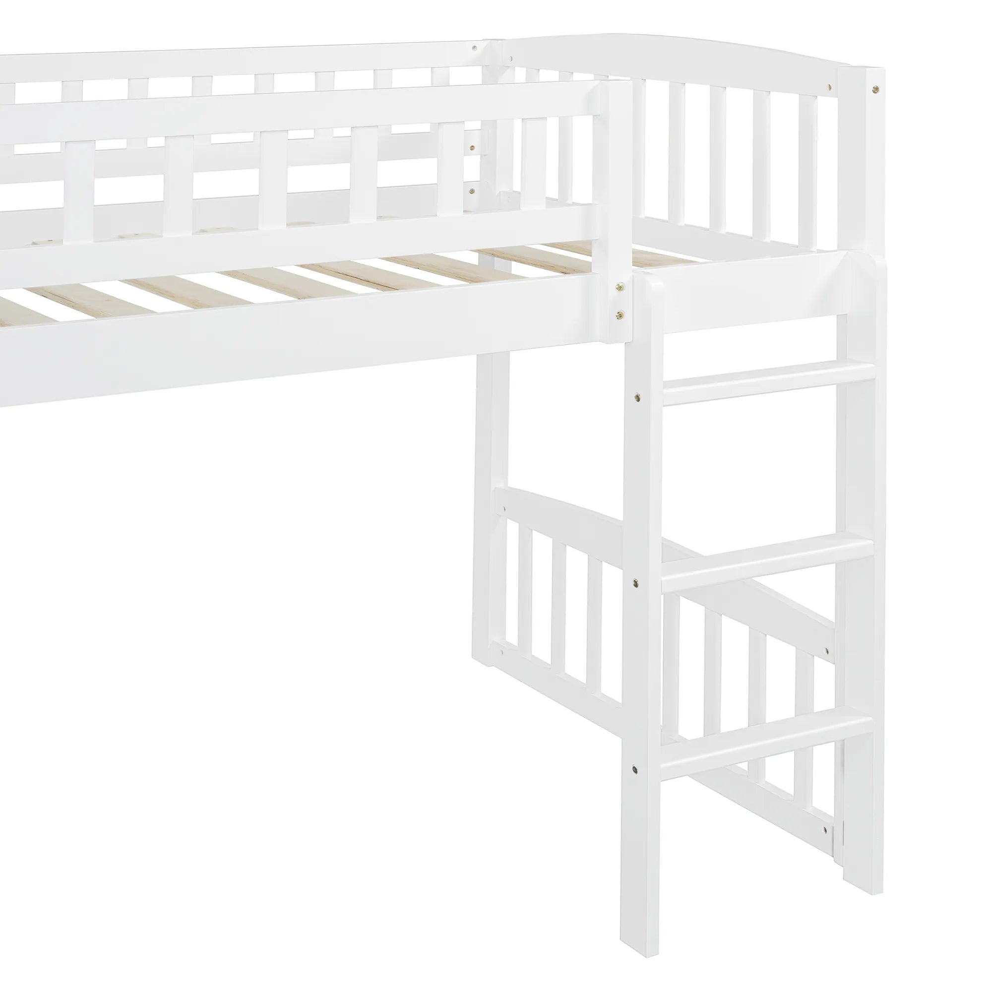 Bellemave® Twin Size Low Loft Bed with Slide and Ladder - Bellemave
