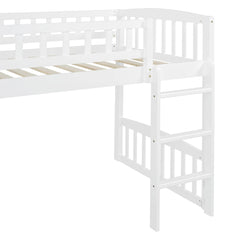 Bellemave® Twin Size Low Loft Bed with Slide and Ladder - Bellemave