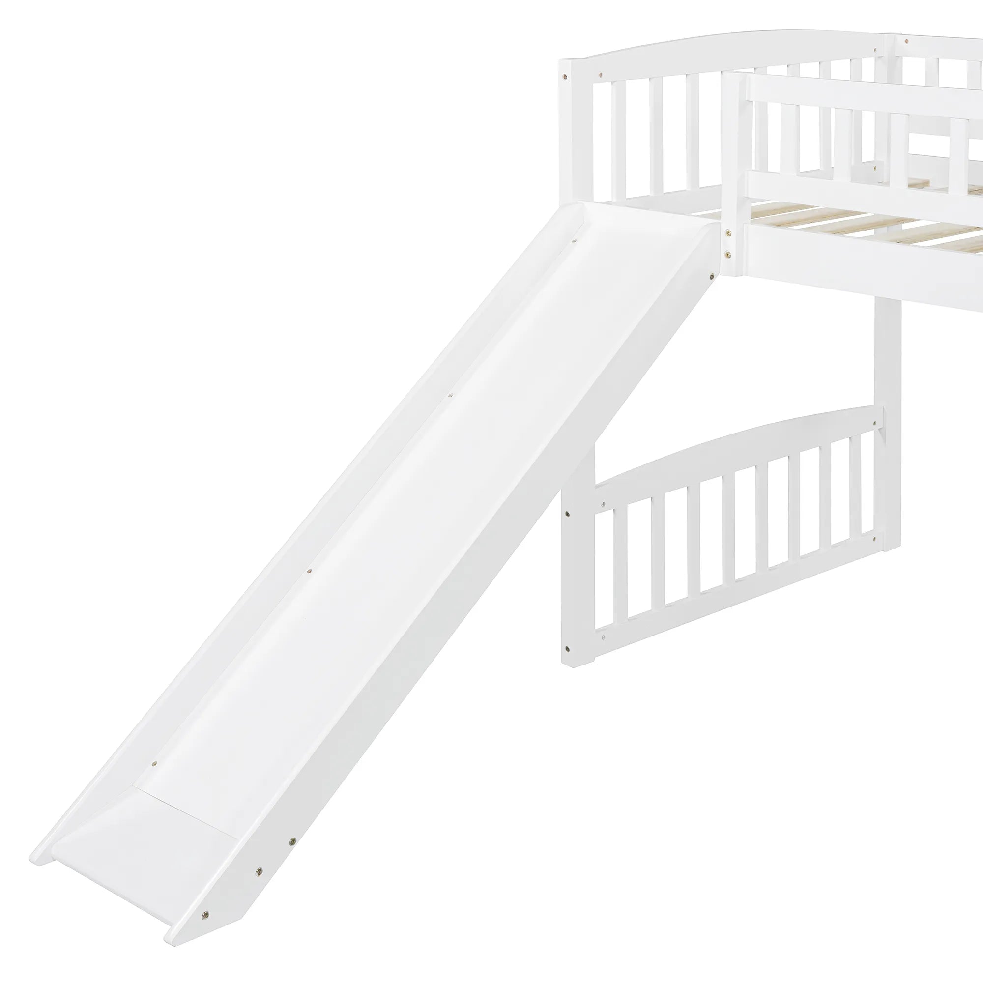 Bellemave® Twin Size Low Loft Bed with Slide and Ladder - Bellemave