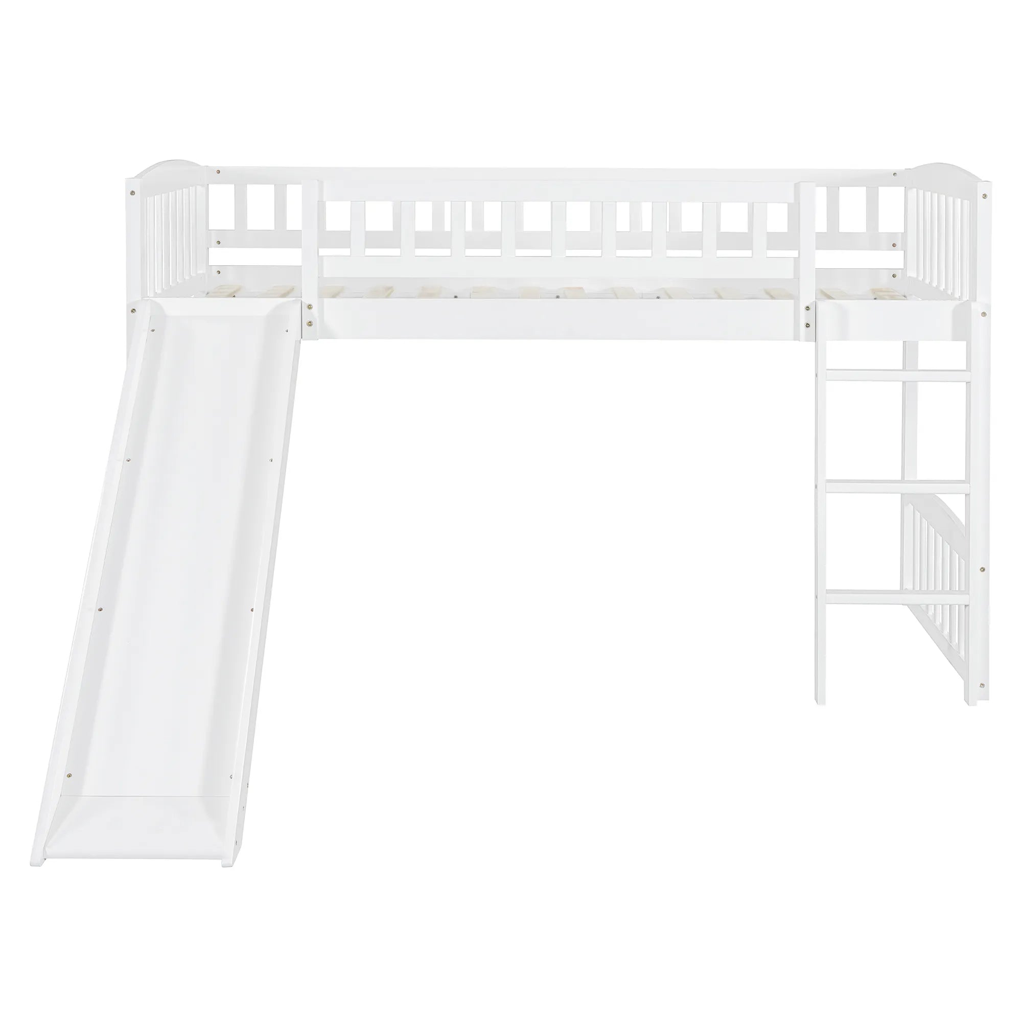 Bellemave® Twin Size Low Loft Bed with Slide and Ladder - Bellemave