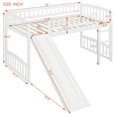 Bellemave® Twin Size Low Loft Bed with Slide and Ladder - Bellemave
