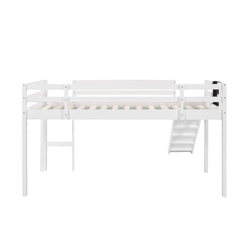 Bellemave® Twin Size Low Loft Bed with Slide, Ladder and Chalkboard - Bellemave