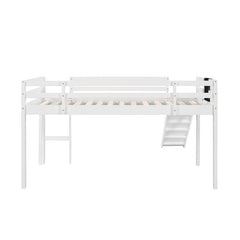 Bellemave® Twin Size Low Loft Bed with Slide, Ladder and Chalkboard - Bellemave