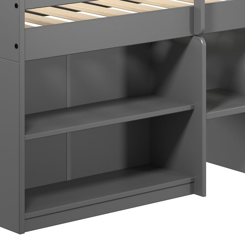 Bellemave® Twin Size Low Loft Bed with Storage Drawers and Open Shelves - Bellemave