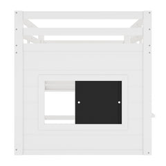 Bellemave® Twin Size Low Loft Bed with Storage Shelves for Kids,Kids Low Loft Bed Frame with Chalkboard and Bookshelf for Boys,Girls,Solid Wood,Gray - Bellemave