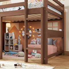 Bellemave® Twin Size Low Loft Bed with Storage Shelves for Kids,Kids Low Loft Bed Frame with Chalkboard and Bookshelf for Boys,Girls,Solid Wood,Gray - Bellemave