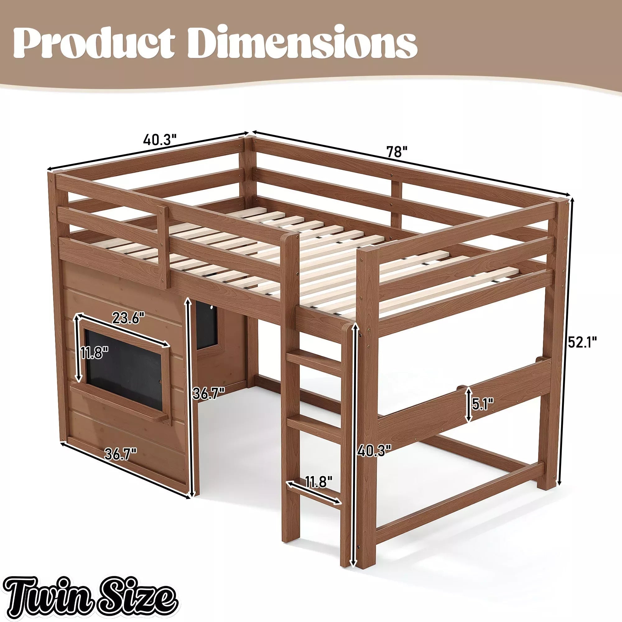 Bellemave® Twin Size Low Loft Bed with Storage Shelves for Kids,Kids Low Loft Bed Frame with Chalkboard and Bookshelf for Boys,Girls,Solid Wood,Gray - Bellemave