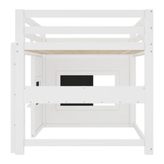 Bellemave® Twin Size Low Loft Bed with Storage Shelves for Kids,Kids Low Loft Bed Frame with Chalkboard and Bookshelf for Boys,Girls,Solid Wood,Gray - Bellemave