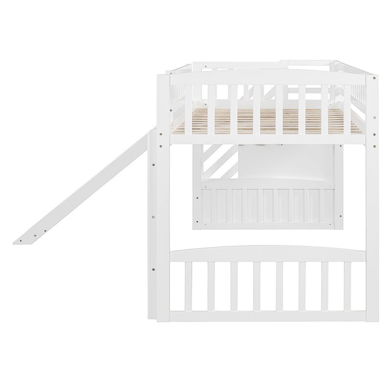 Bellemave® Twin Size Low Loft Bed with Two Drawers and Slide - Bellemave