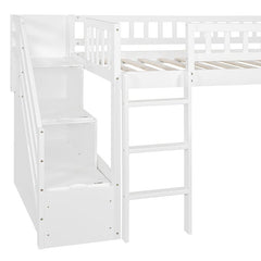 Bellemave® Twin Size Low Loft Bed with Two Drawers and Slide - Bellemave