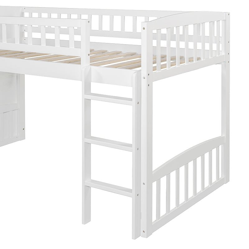 Bellemave® Twin Size Low Loft Bed with Two Drawers and Slide - Bellemave