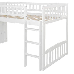 Bellemave® Twin Size Low Loft Bed with Two Drawers and Slide - Bellemave