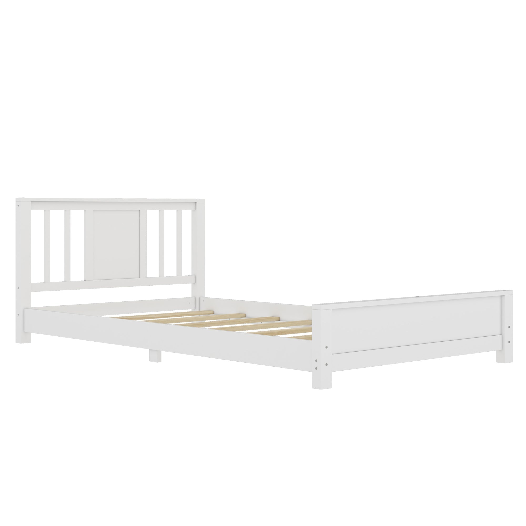 Bellemave® Twin Size Low Profile Platform Bed with Chic Headboard, Wood Bed Frame with Support Slats for Kids - Bellemave