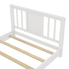 Bellemave® Twin Size Low Profile Platform Bed with Chic Headboard, Wood Bed Frame with Support Slats for Kids - Bellemave