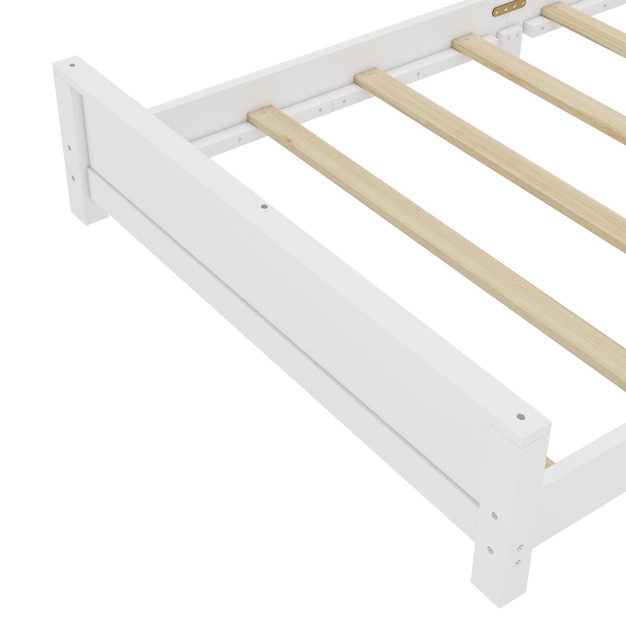 Bellemave® Twin Size Low Profile Platform Bed with Chic Headboard, Wood Bed Frame with Support Slats for Kids - Bellemave